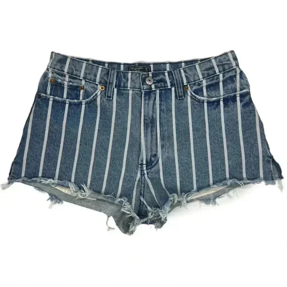 {Abercrombie & Fitch} "Annie High Rise Short" Cutoff No Stretch Denim Shorts - Picture 1 of 7